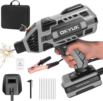 Electric Welding Machine, 110V Portable Welder with IGBT Inverter 6 Variable Current Adjustment, Handheld ARC Welder Gun with 10pcs Rods, Fits for 1/16-1/8 Wire Rods