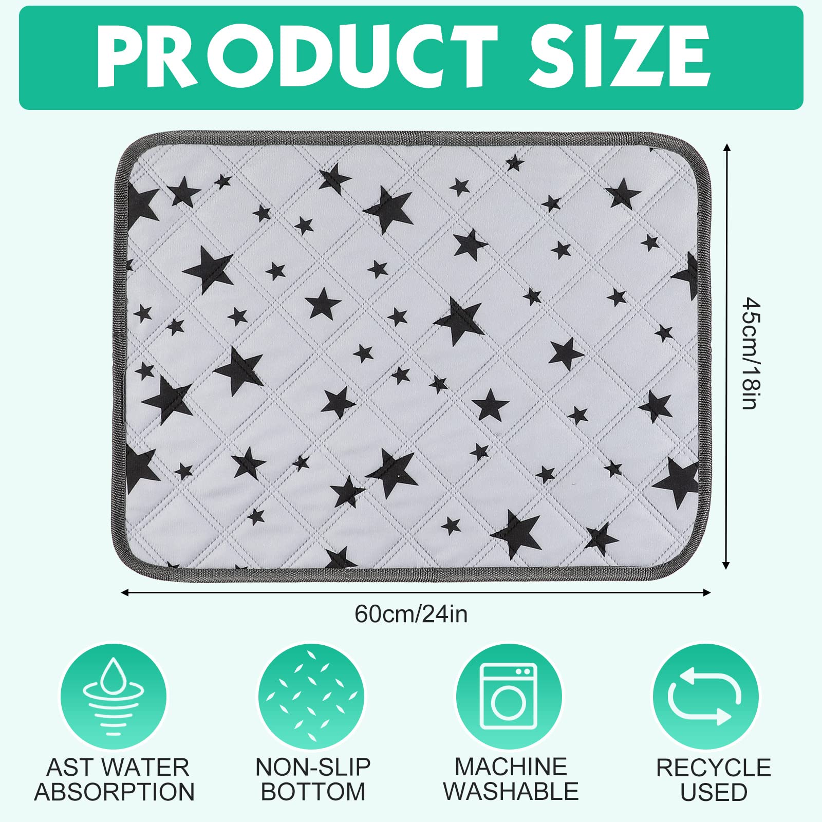 Namalu 4 Stück Meerschweinchen Käfig Einlagen Fleece Einstreu Saugfähig PIPI Pads Wiederverwendbar Rutschfeste Matte Mit Stern Muster (24 x 18 Zoll)