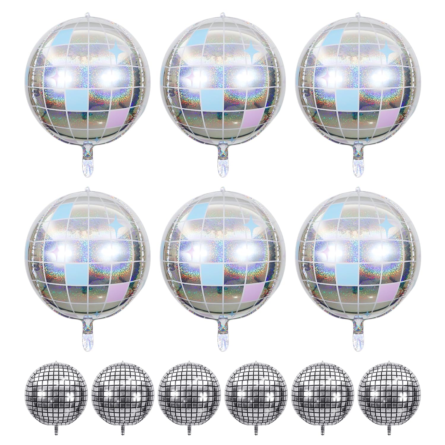 CVFRTT 12 Globos Láser, Globos De Bola De Discoteca, Globos De Papel De Aluminio, Decoración De Globos Redondos, Decoración De Fiestas De Bodas