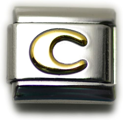 Letra inicial del alfabeto, 0.354 in, tradicional, clásico, italiano, modular, de acero inoxidable