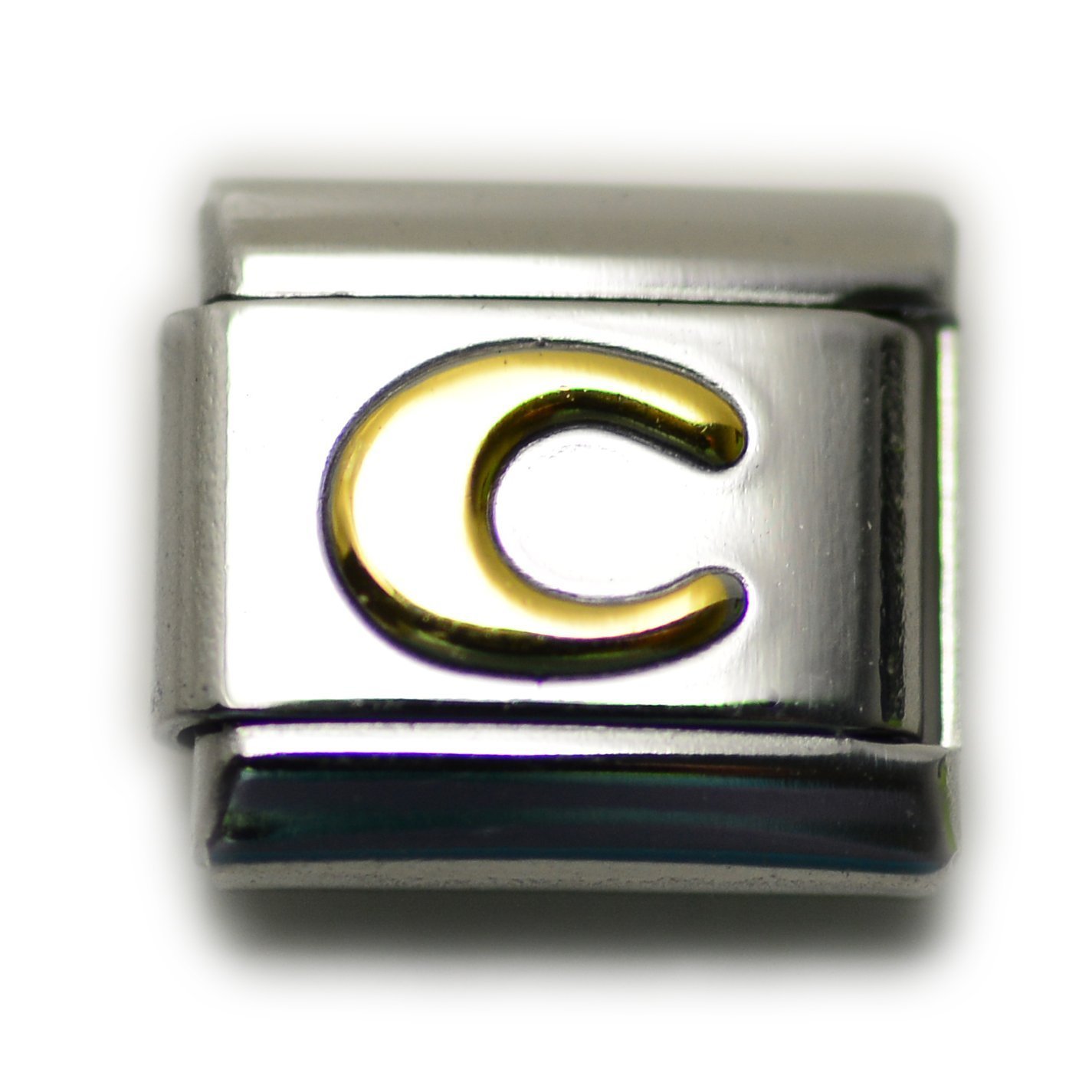 Dolceoro Alphabet Letter Initial, 9mm Traditional Classic Type Italian Modular Charm Bracelet Link - Stainless Steel