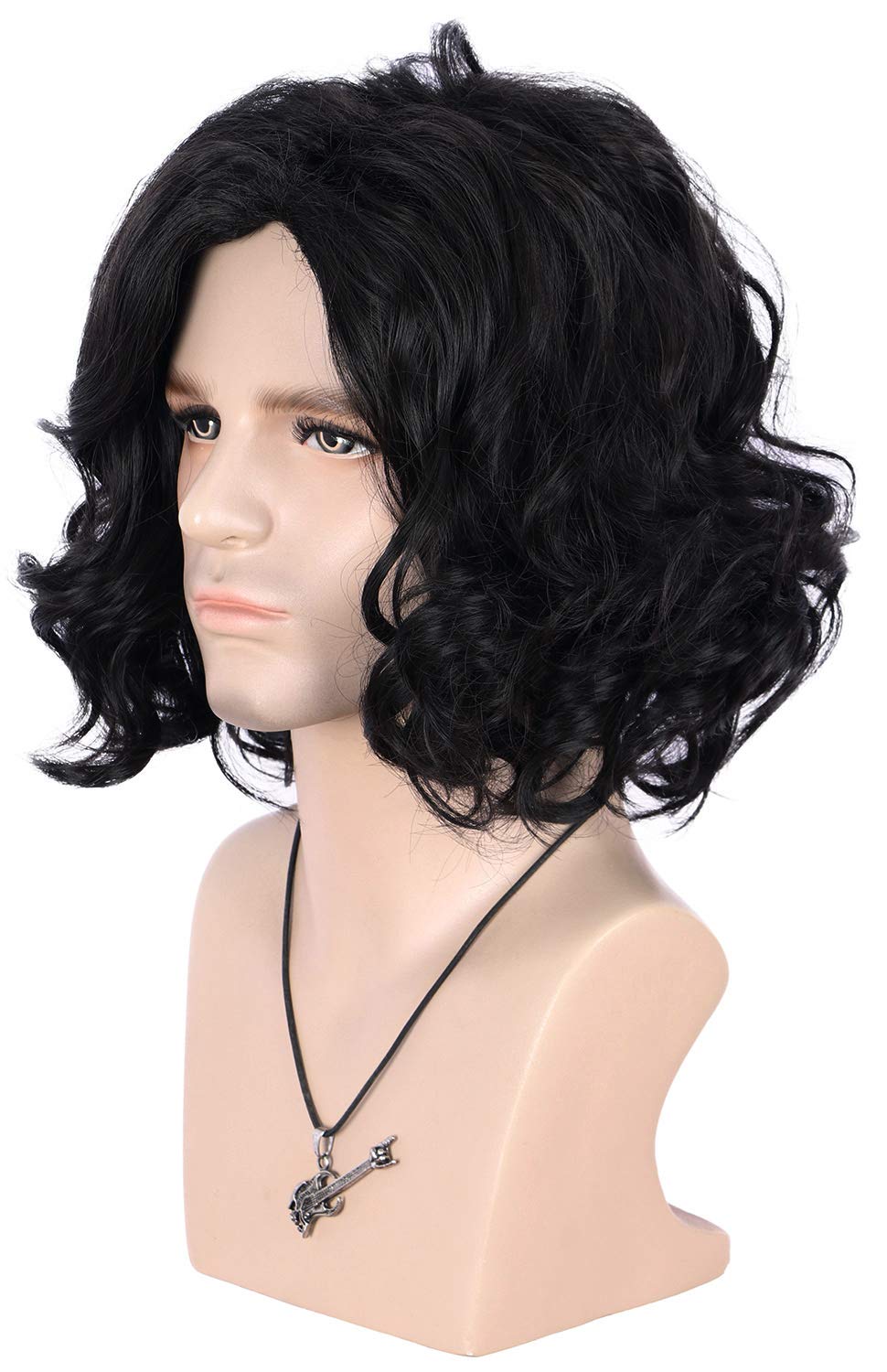 VGbeaty Adult Men Black Short Curly Wig Halloween Cosplay Costume Party Wig - Image 2