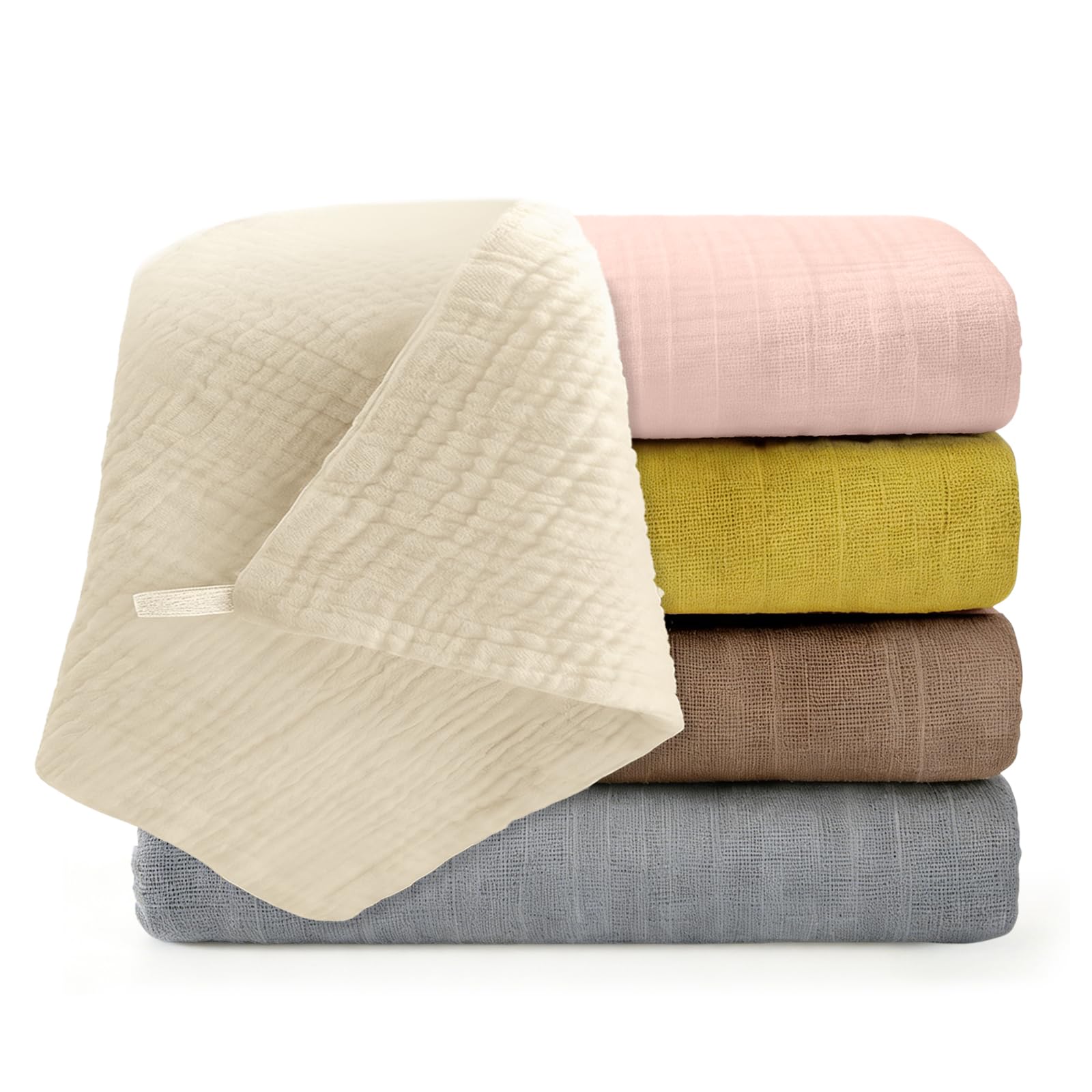 HAGOT 5er Mulltücher Baby Spucktücher, 23x22 cm, 100% Baumwolle, Spucktücher Baby für Jungen und Mädchen, Weich, Atmungsaktiv und Extrem Saugfähig Musselin