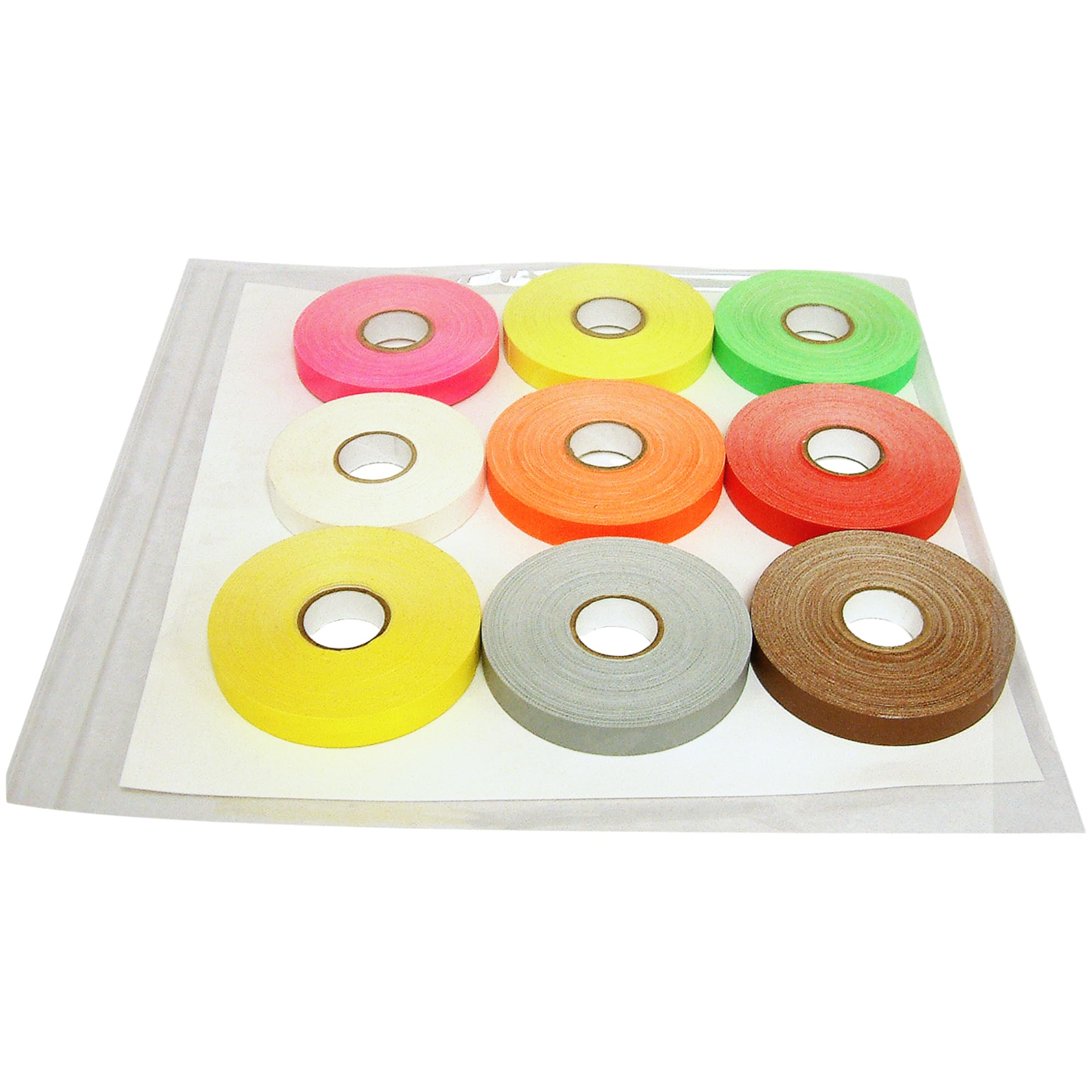 J.V. Converting JVCC Spike Tape Multi-Pack, 1/2 in. x 60 ft. / Assorties (Vert fluorescent, Fl. Orange, Fl. Rose, Fl. Jaune, Marron, Gris, Rouge, Blanc, Jaune) / 9 rouleaux 9 rouleaux/pack, 1 Rolls