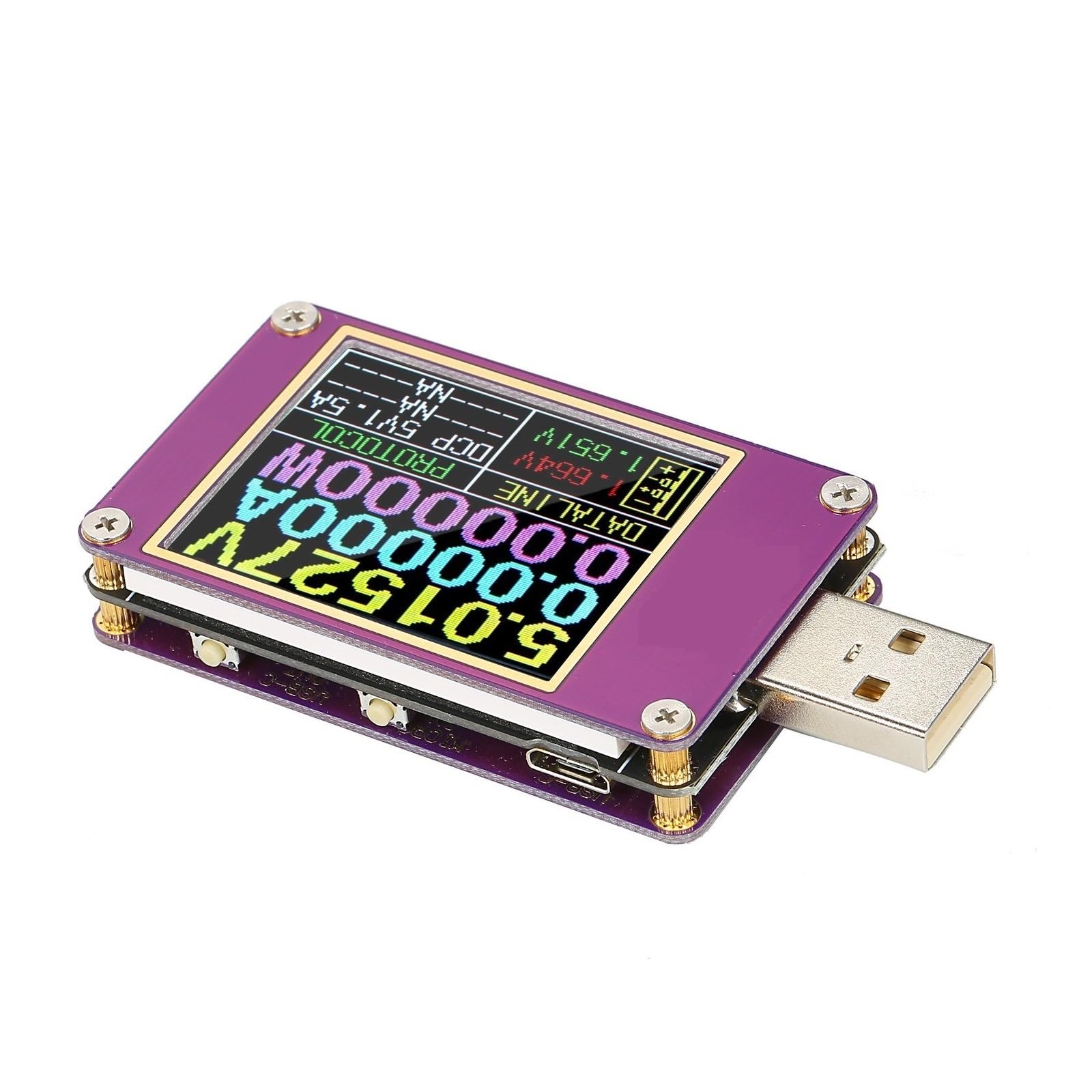 USB-Strommessung, USB-Tester, digitales Display, Farbbildschirm, Strom, Spannung, Kapazität, Tester mit Schnellladeprotokoll-Erkennung