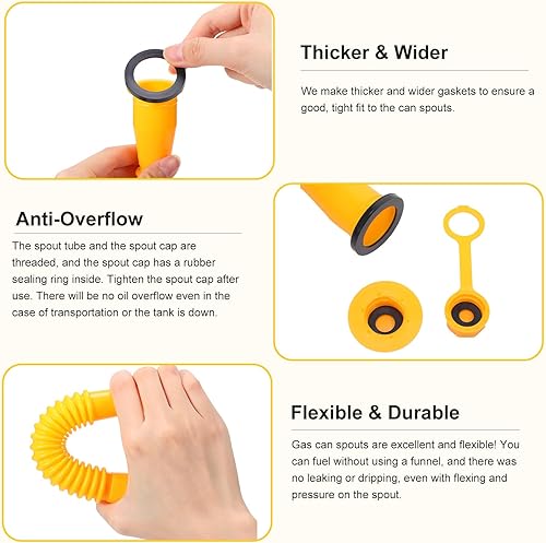 Miniatura 5 de Juego de 12 boquillas de repuesto para latas de gasolina amarillas, incluye 12 boquillas de tanque de gas, 24 tapas de latas de gas, 12 tapas de