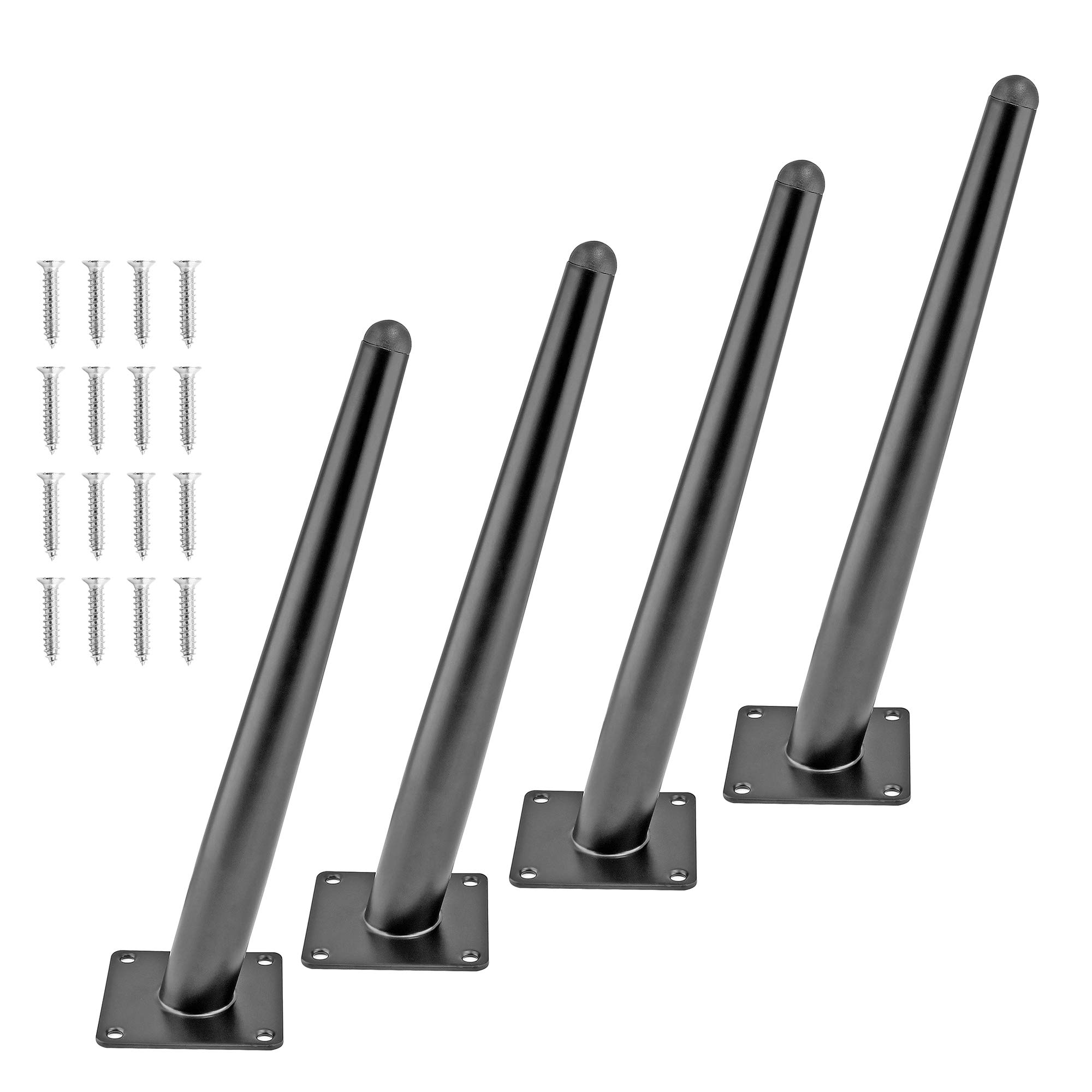 Seimneire 4pcs 12 Inch/30.48cm Furniture Legs, Oblique Conical Metal Legs Matte Black Mid-Century Style Furniture Feet for Sofa Cabinet Table Chair Cupboard Couch Ottoman Home DIY Projects