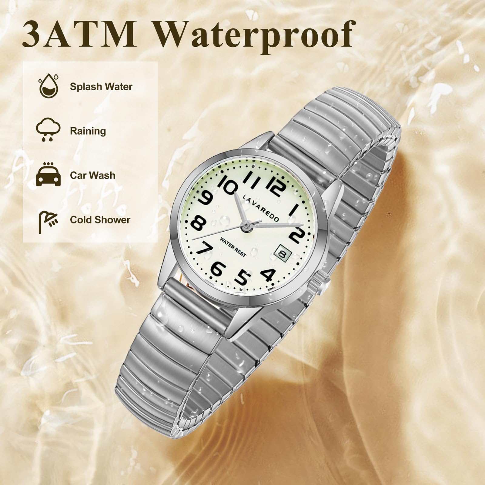 Timever Damen Armbanduhr Quarzuhr Analog mit Edelstahl Zugarmband,Datum,großen Ziffern Leicht ablesbares Zifferblatt,Geschenk für Frau und Freundin