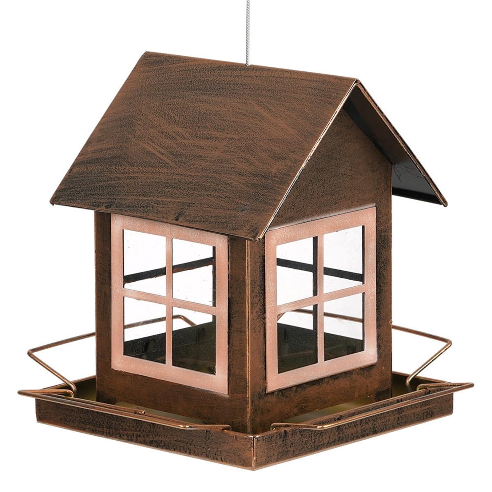 Hängendes Vogelfutterhaus aus Metall for den Außenbereich, wetterfest, großes Fassungsvermögen for Wildvögel auf der Gartenterrasse