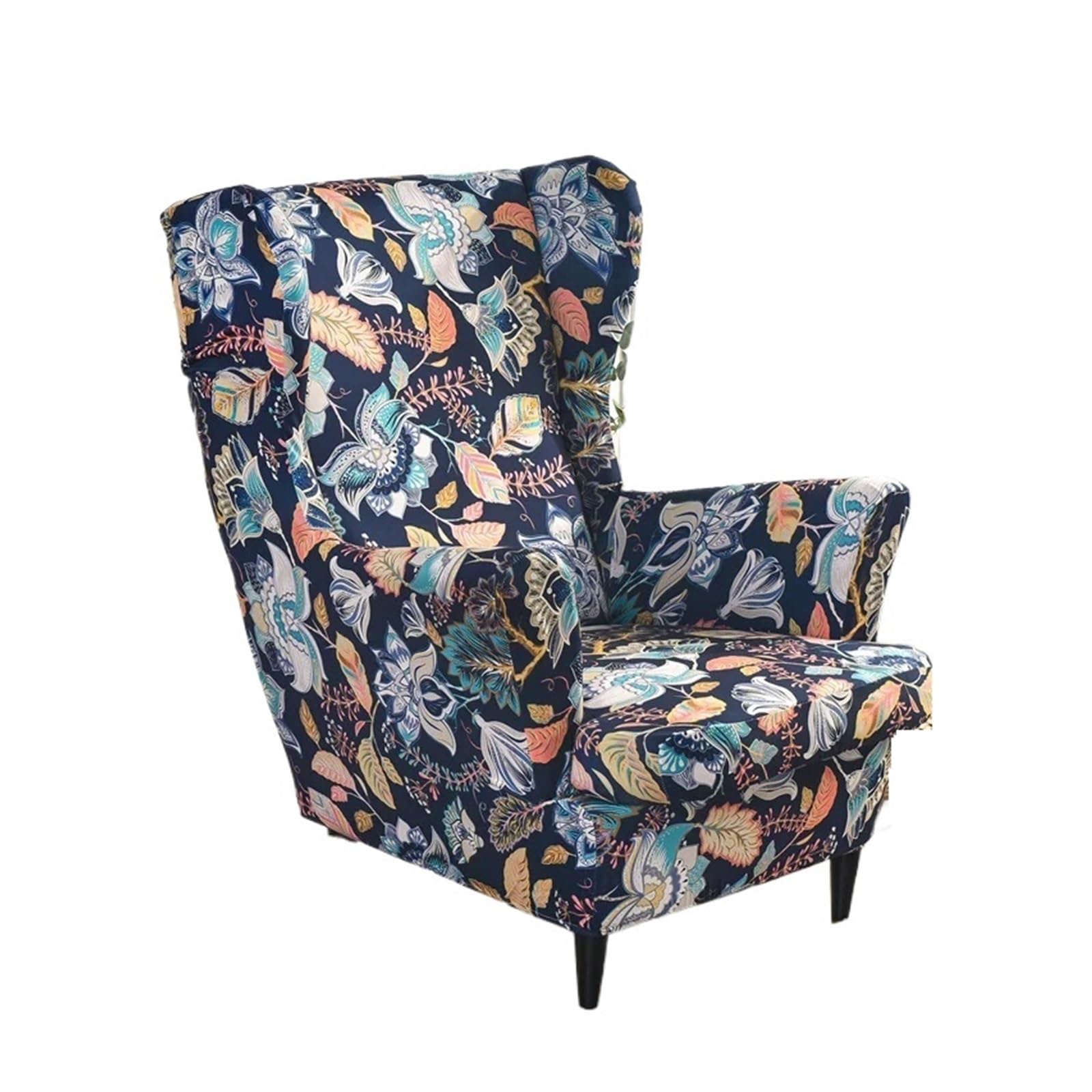 GCYEIDMA Wing Chair Slipcover Floral Wing Chair Slipcover Stretch Armchair Cover Relax Sofa Covers with Seat Cushion Footstool(A3 Wingchair Cover)