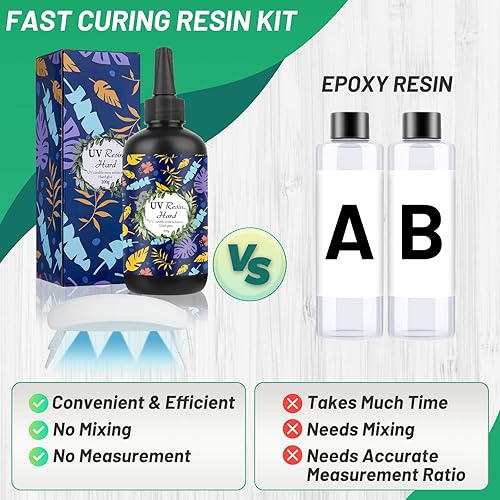Miniatura 5 de Kit de resina UV con luz, juego de resina epoxi UV de curado rápido ultravioleta con luz UV de cristal de tipo duro de resina para hacer joyas,
