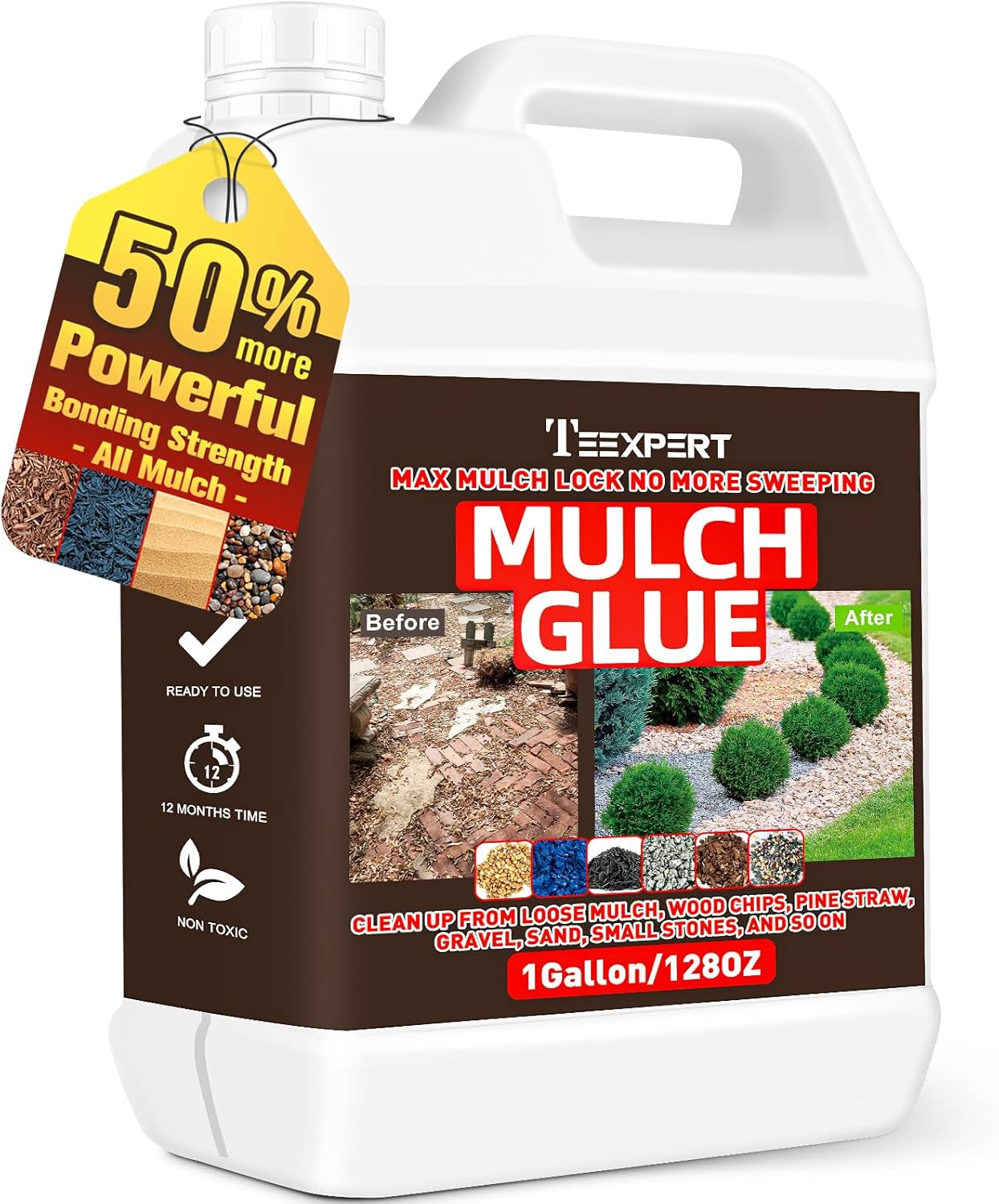 Teexpert Strong Mulch Glue for Landscaping, 1 Gallon Ready