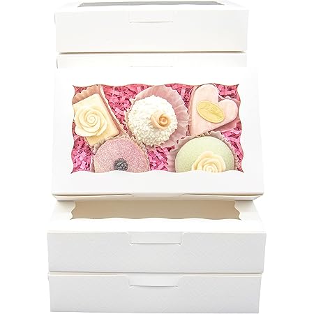 Amazon.com: QULIT 50pcs 7x4.5x1.5 Inch Cookie Boxes with Window White ...