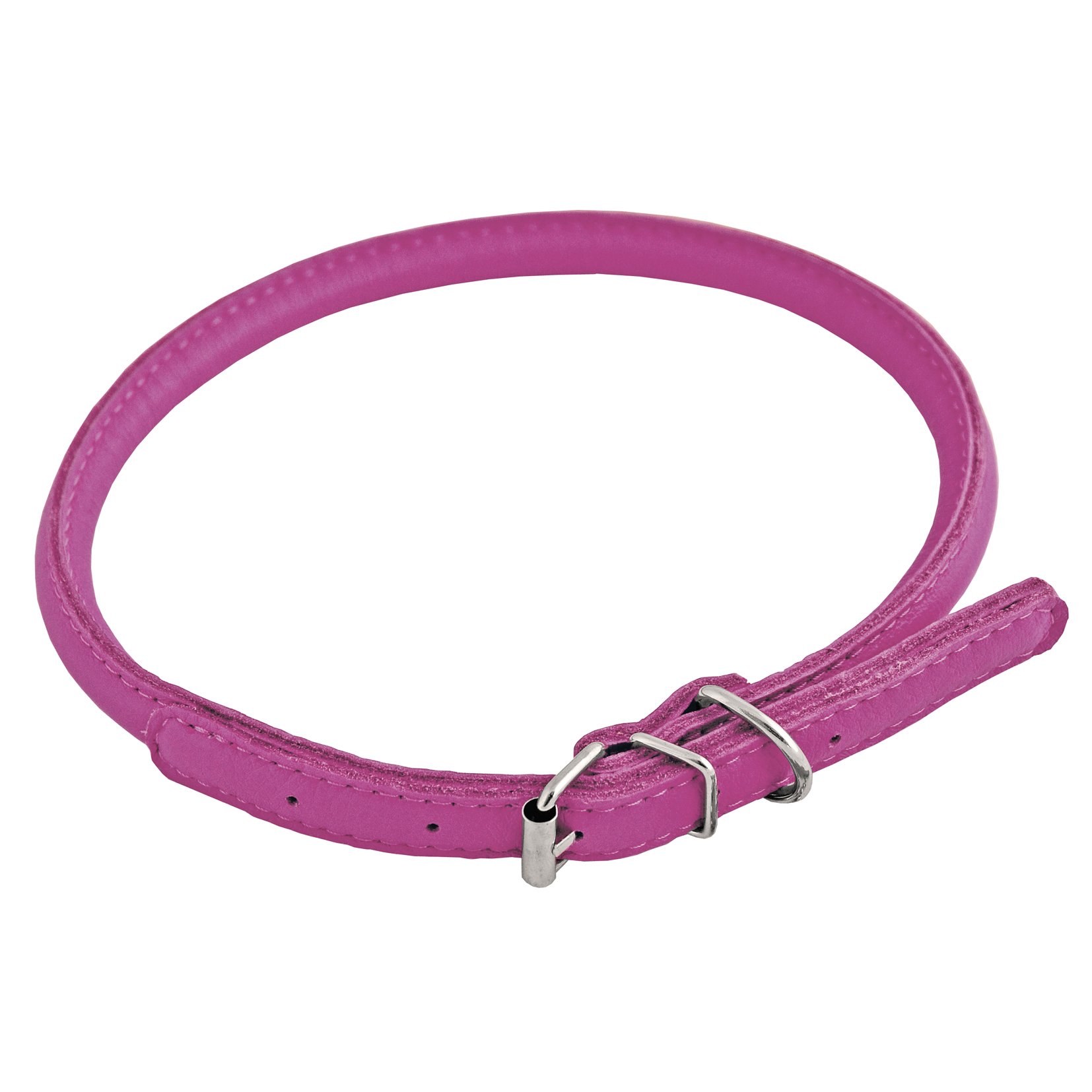 Collier rond en cuir pour petit chien noir de 8 mm et 20-25 cm