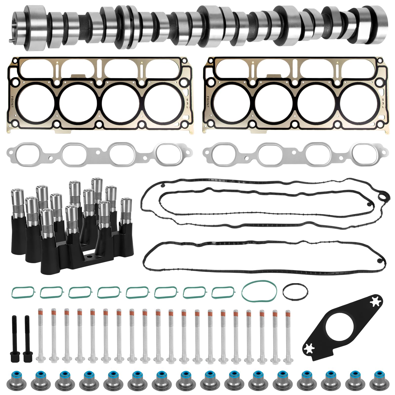 KAKSEY NON AFM DOD Disable Camshaft Lifter Kit 5.3 Head Gasket Set, Fits for GM Chevrolet Gen V L83 5.3L Engine 2014-2021, Replace 12499225 HS26744PT