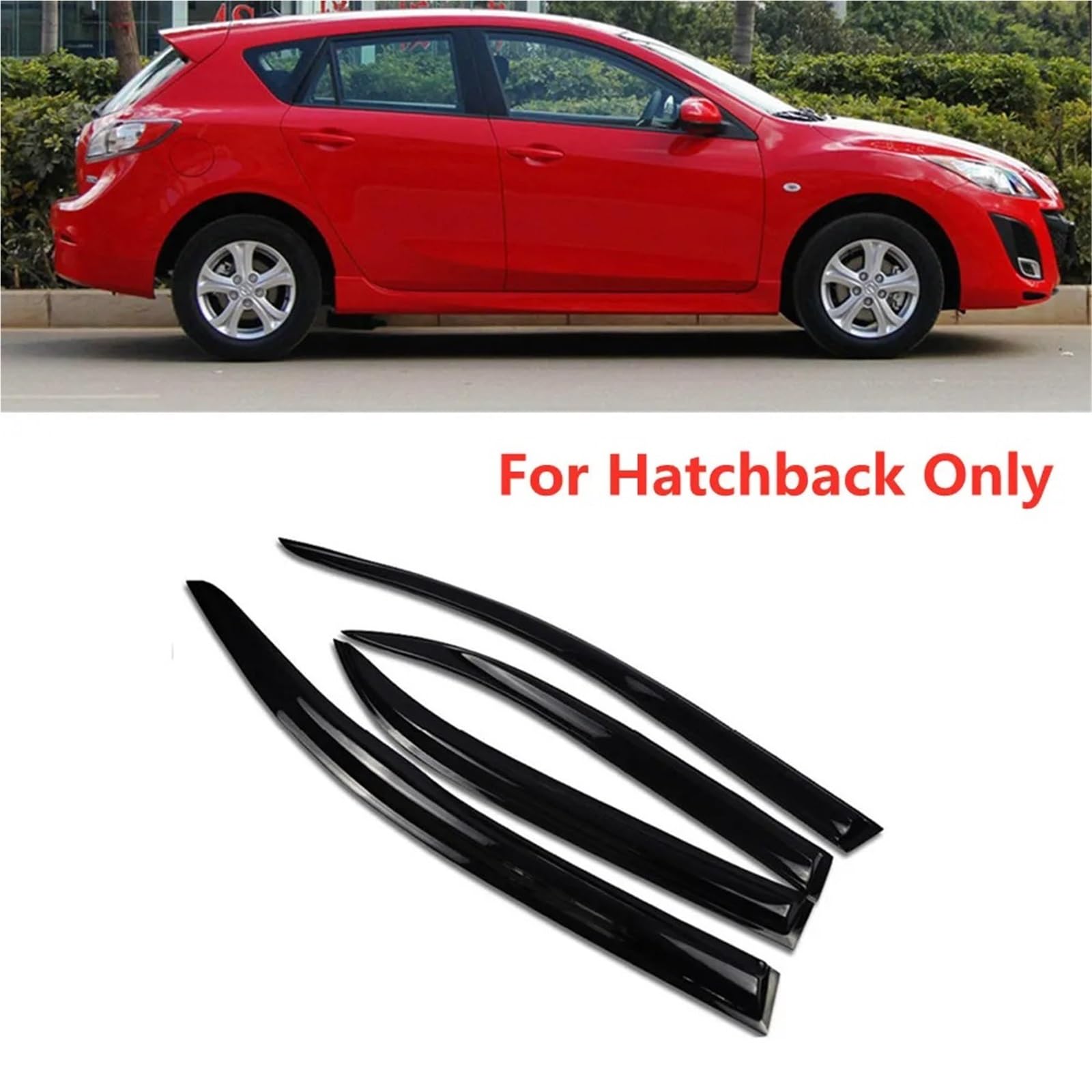 Car Wind Deflector Pasuje do Mazdy 3 2013-2018 Osłona przeciwdeszczowa, osłona przeciwsłoneczna, osłona przeciwwietrzna, smukła listwa wykończeniowa(For Hatchback)