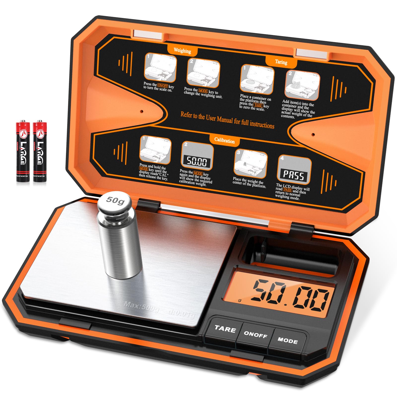 Digital Pocket Scale High-Precision 500g x 0 01g Gram Scale with 50g Calibration Weight Mini 6 Units Jewelry