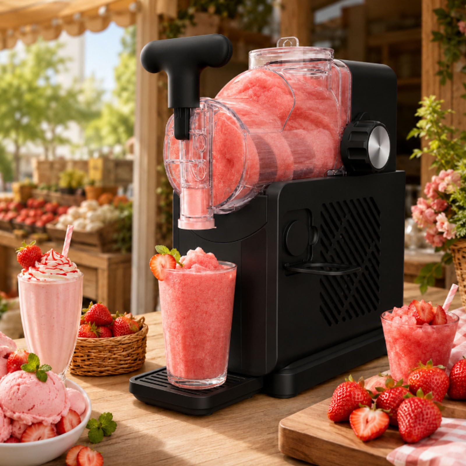 smafoseedding Pro Slushie Maker Machine,180w Soft Serve Ice Cream & Slushy Maker,2l Bowl,Cold Drink Mixer Machine With Automatic Cooling,5 In 1 Presets For Juice,Granita,Milkshake Style Drinks Black