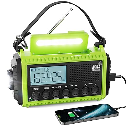 5000mAh/18500mWh Weather Radio, Portable Solar Hand Crank Radio with AM/FM/SW/NOAA