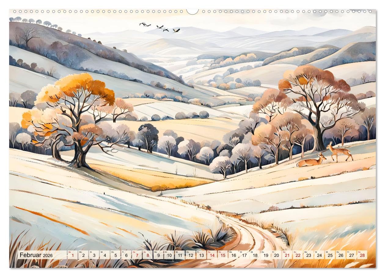 Pfade zum Horizont - Pastellträume der Natur in allen Jahreszeiten (hochwertiger Premium Wandkalender 2026 DIN A2 quer), Kunstdruck in Hochglanz: ... Wiesen und verborgene Wunder (CALVENDO Orte)