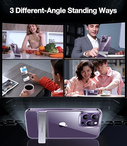 Miniatura 10 de TORRAS MarsClimber - Funda compatible con iPhone 14 Pro, probada en caídas de 8 pies, soporte de 3 vías de soporte, mate translúcido, azul marino