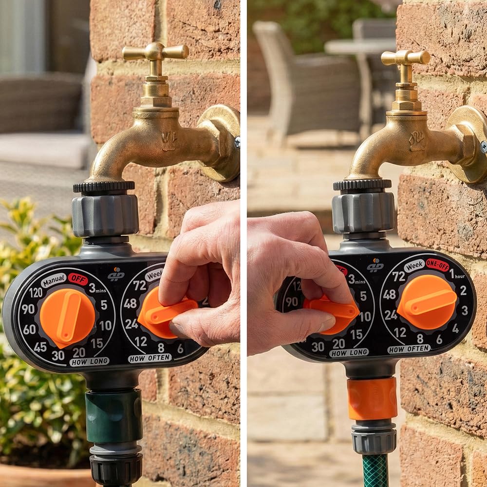 Elektronischer Bewässerungstimer – Spritzwassergeschützt, einfache Bedienung, Flexible Intervalle für die Gartenbewässerung - Wasseruhr/Zeitschaltuhr