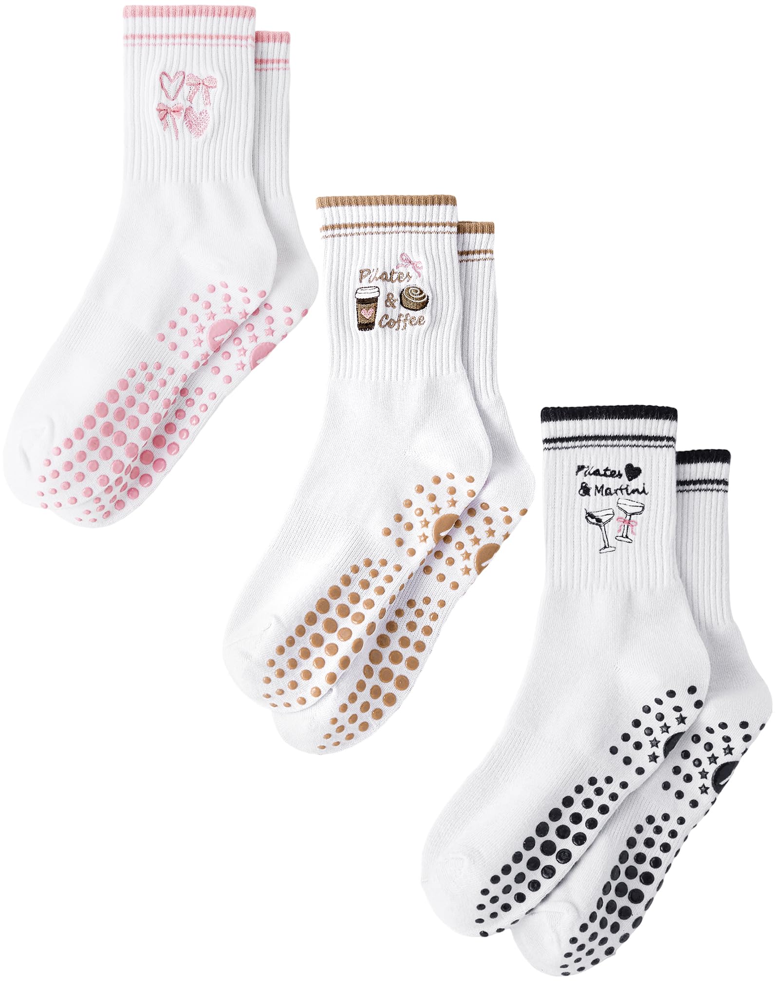 Yawlsow Pilates Stoppersocken für Damen Yoga Rutschfeste Grip Socken Niedlich Reformer Pilates Antirutsch Socken mit Noppen für Ballett Barre Tanz Trampolin Krankenhaus Fitness Zuhause