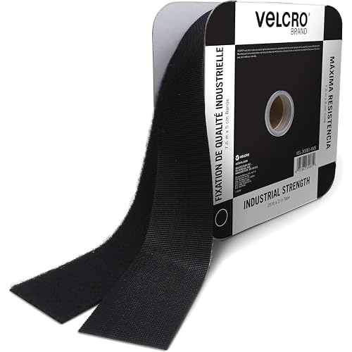 VELCRO Brand Heavy Duty Tape, Black, 2in x 25ft Bulk Roll, Holds 10 lbs | Industrial Strength Adhesive Sticky Back Fastener For Indoor And Outdoor Use, Secures Items To Walls, Doors And Equipment