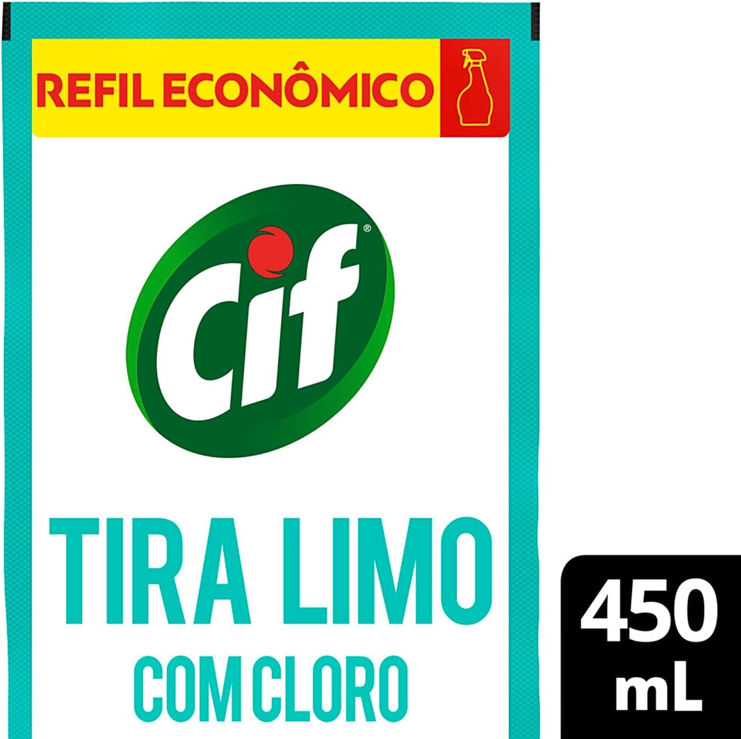 Cif Desinfetante Para Uso Geral Tira-Limo Com Cloro Sachê 450Ml Refil Econômico