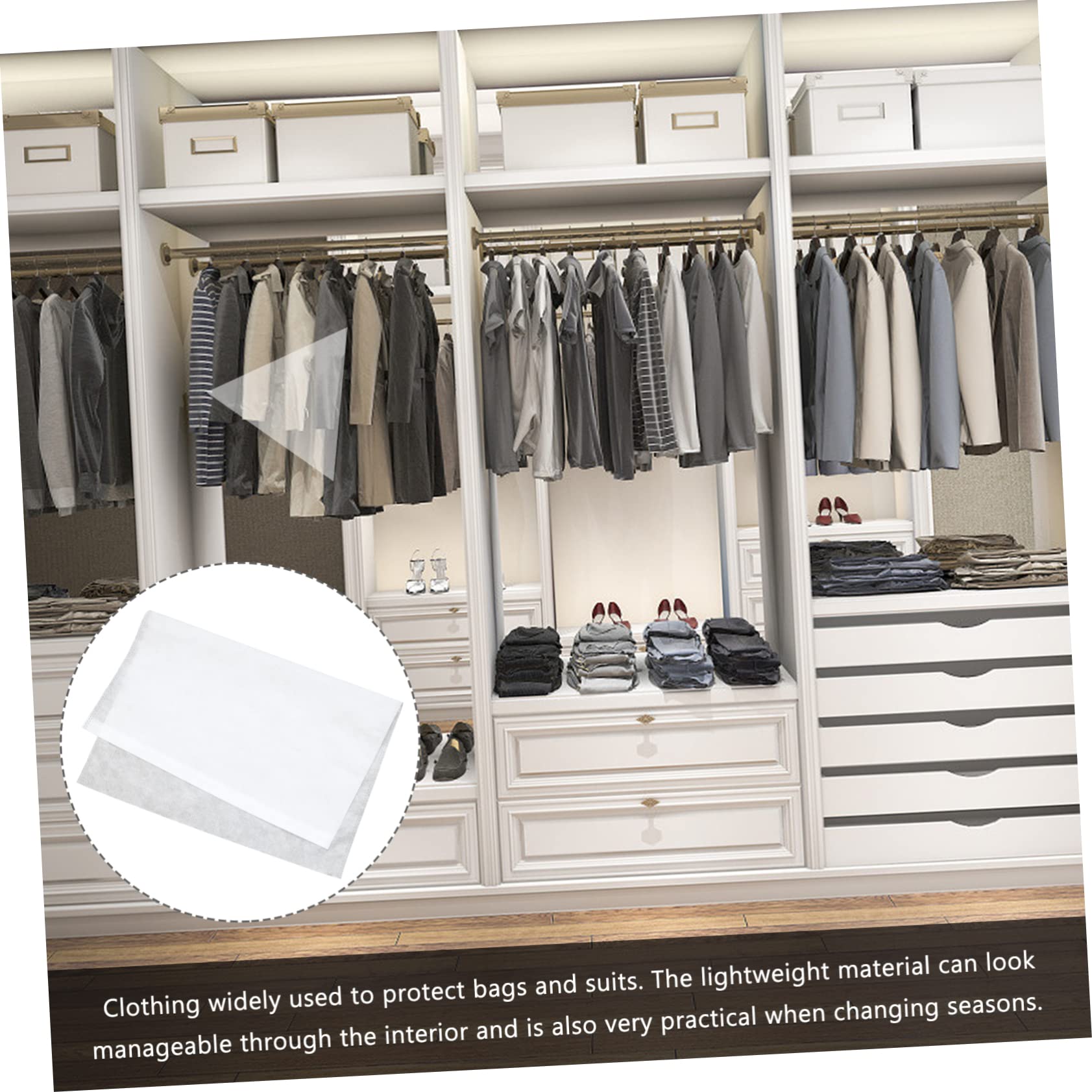 FUNOMOCYA Set of 50 Non-Woven Fabric Storage Bags White 60x45cm Breathable Suit for Shoes Bags Clothing Space-Saving