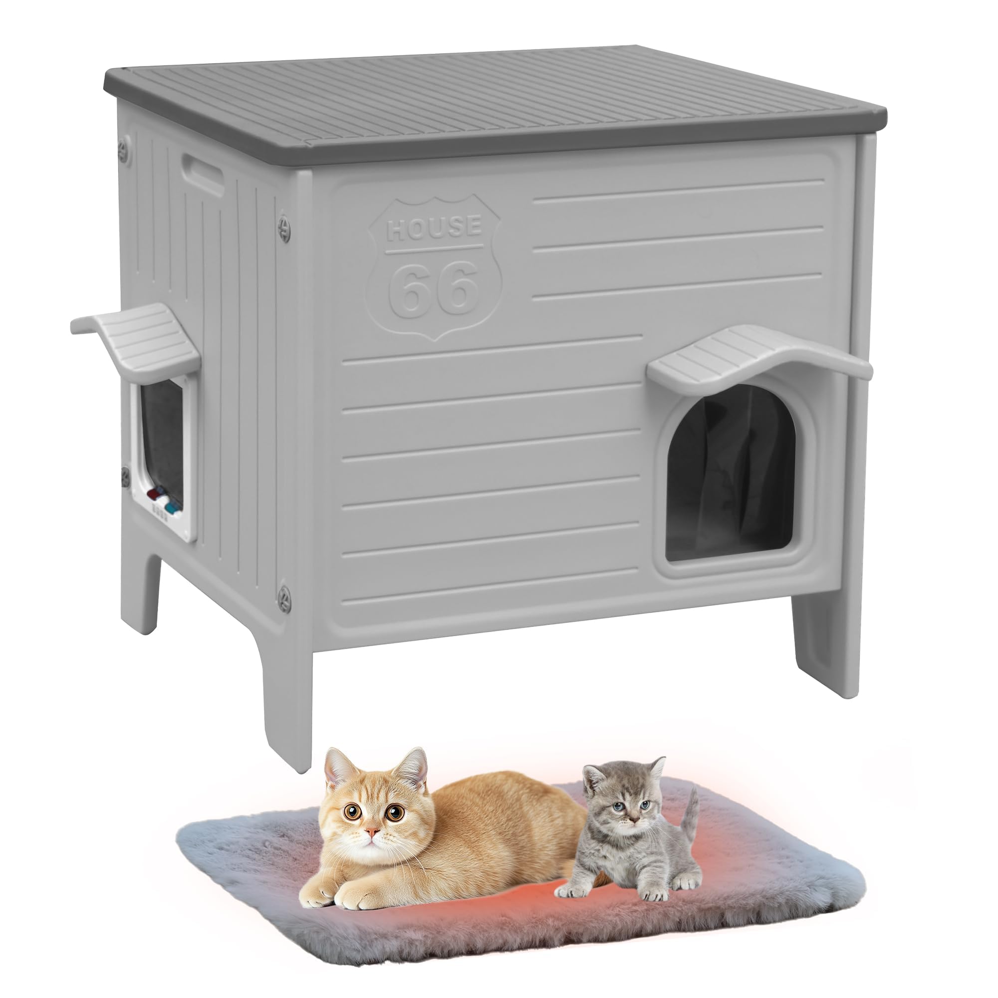 HiCaptain Maison pour chat d'extérieur résistante à l'hiver Chats en plastique sauvage Maison pour chat d'extérieur Abri pour chiot pour petits animaux de compagnie moyens Parc pour animaux de