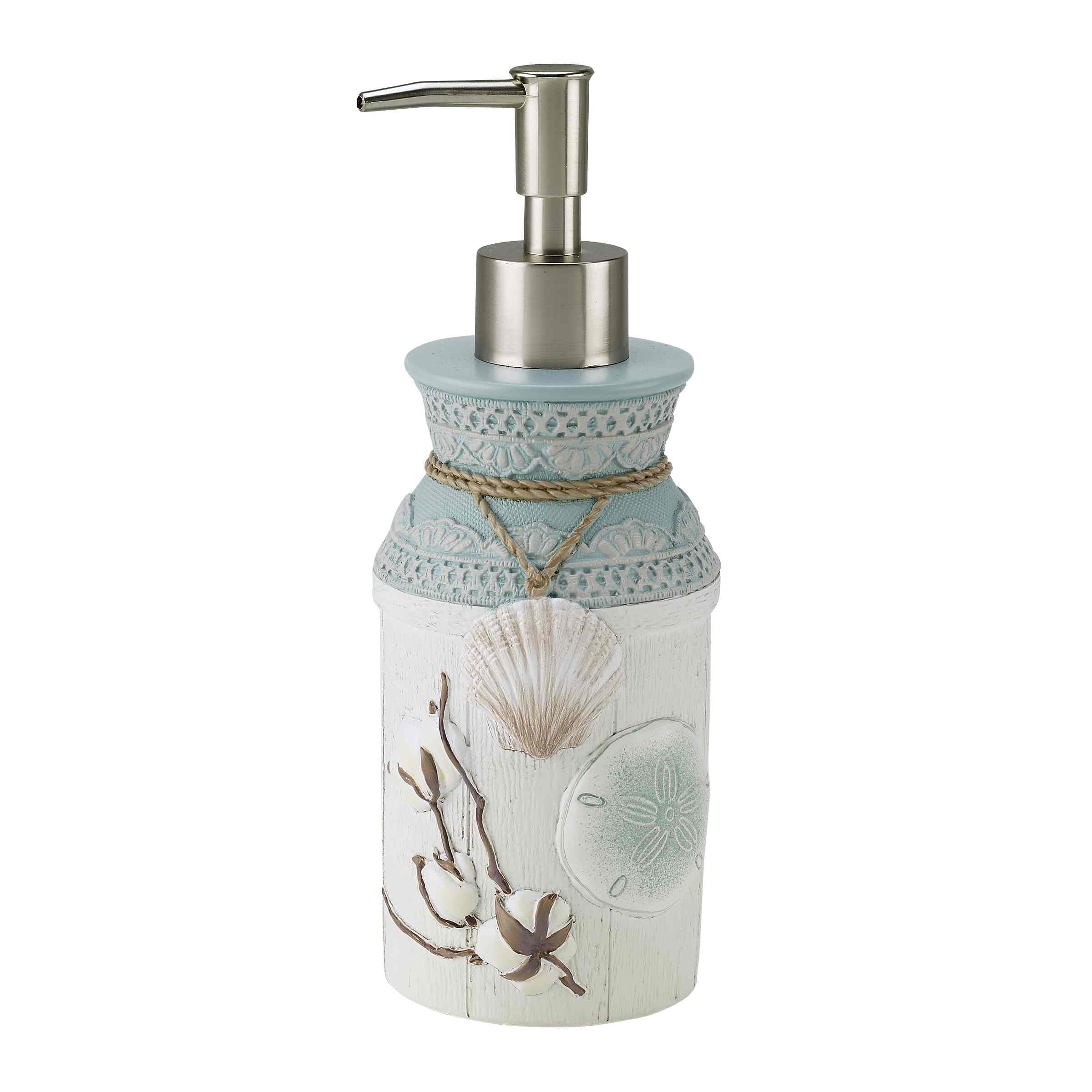 Avanti Linens - Juego de Accesorios, Vaso de Resina, Soporte para Cepillo de Dientes, jabonera y Bomba de loción, decoración de baño Duradera (colección F&Shell)