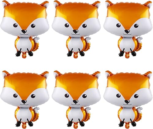 6 globos de papel de aluminio de zorro, globos de fiesta de animales del bosque, lindos globos de Mylar helio Hawaii Forest Critter Fox globo para disponible en Yaxa Peru