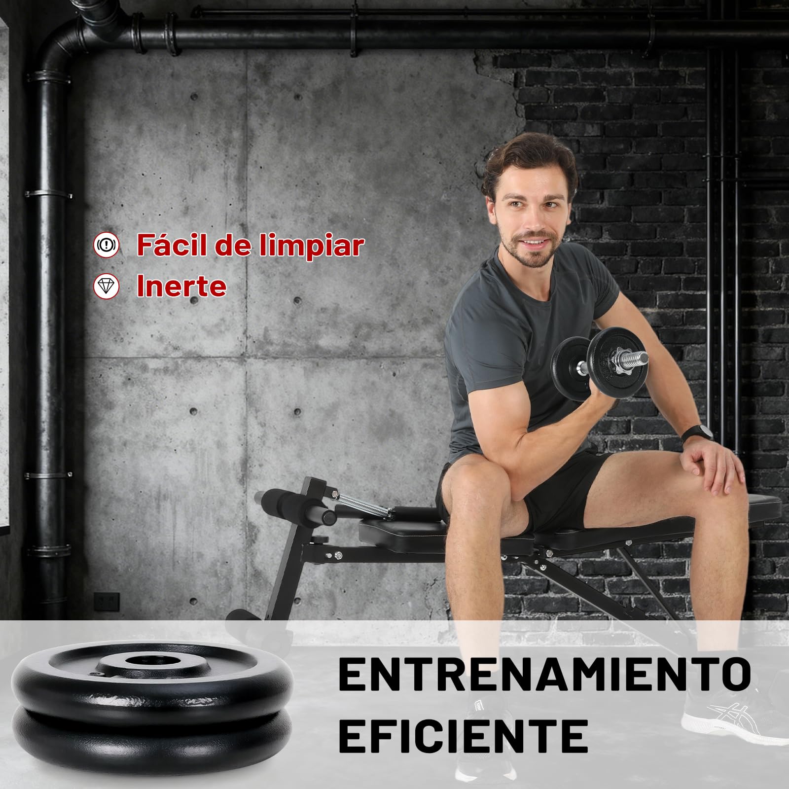 Mancuernas Ajustables 2-EN-1, Barra Pesas Ajustables 10kg 15kg 30kg, Juego de Mancuerna para gimnasio en casa, Dumbbell Set de hierro fundido, Barra De Pesas Kit Negro
