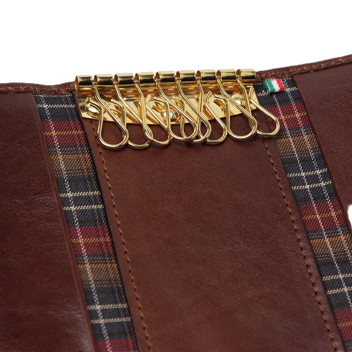 Old Angler Firenze Portachiavi in Pelle Marrone, Chiusura in Metallo Dorato, Realizzato in Italia, Accessorio Elegante