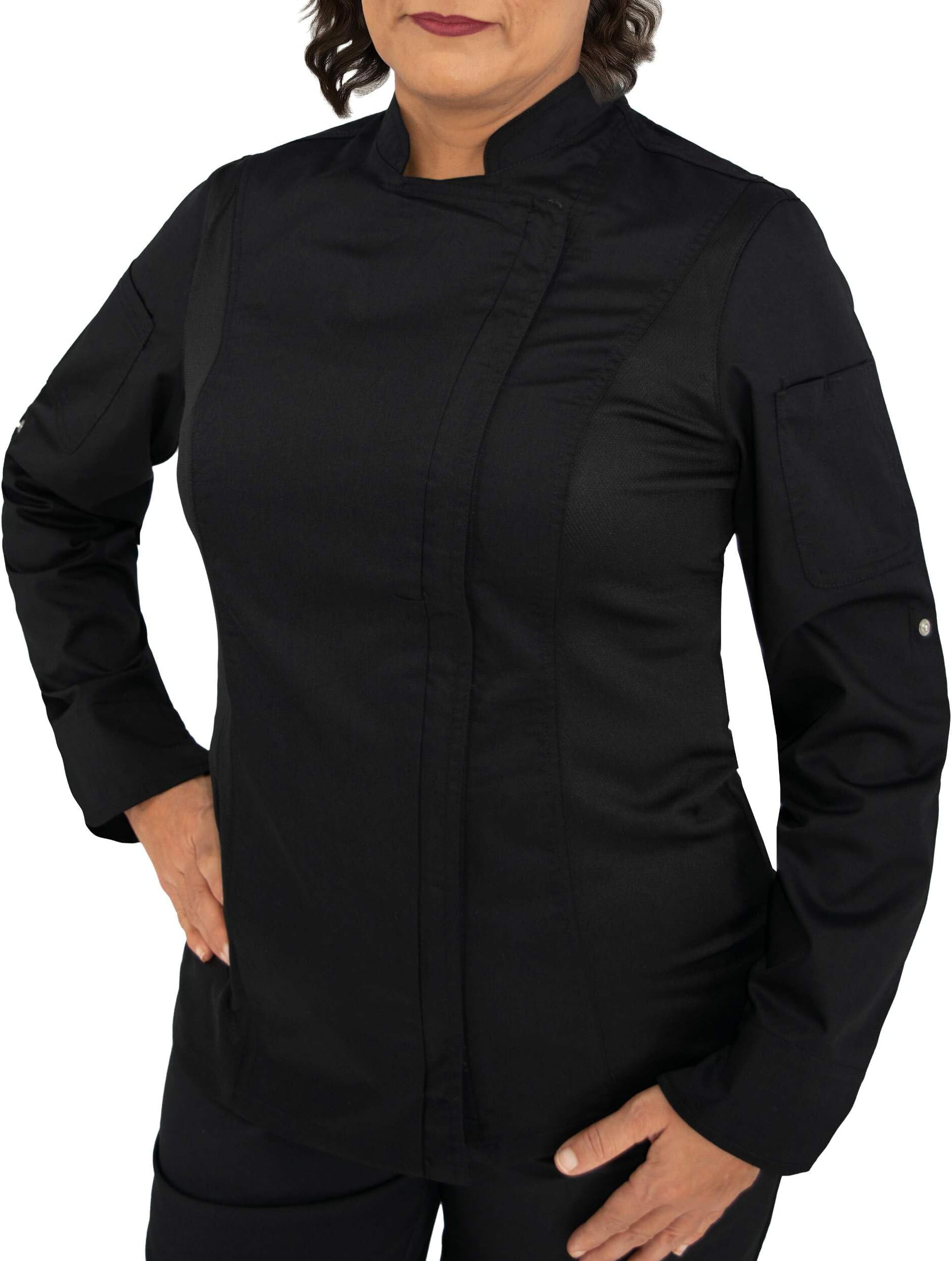 Women's Breathable Long Sleeve Premium Zip Up Chef Jacket Coat