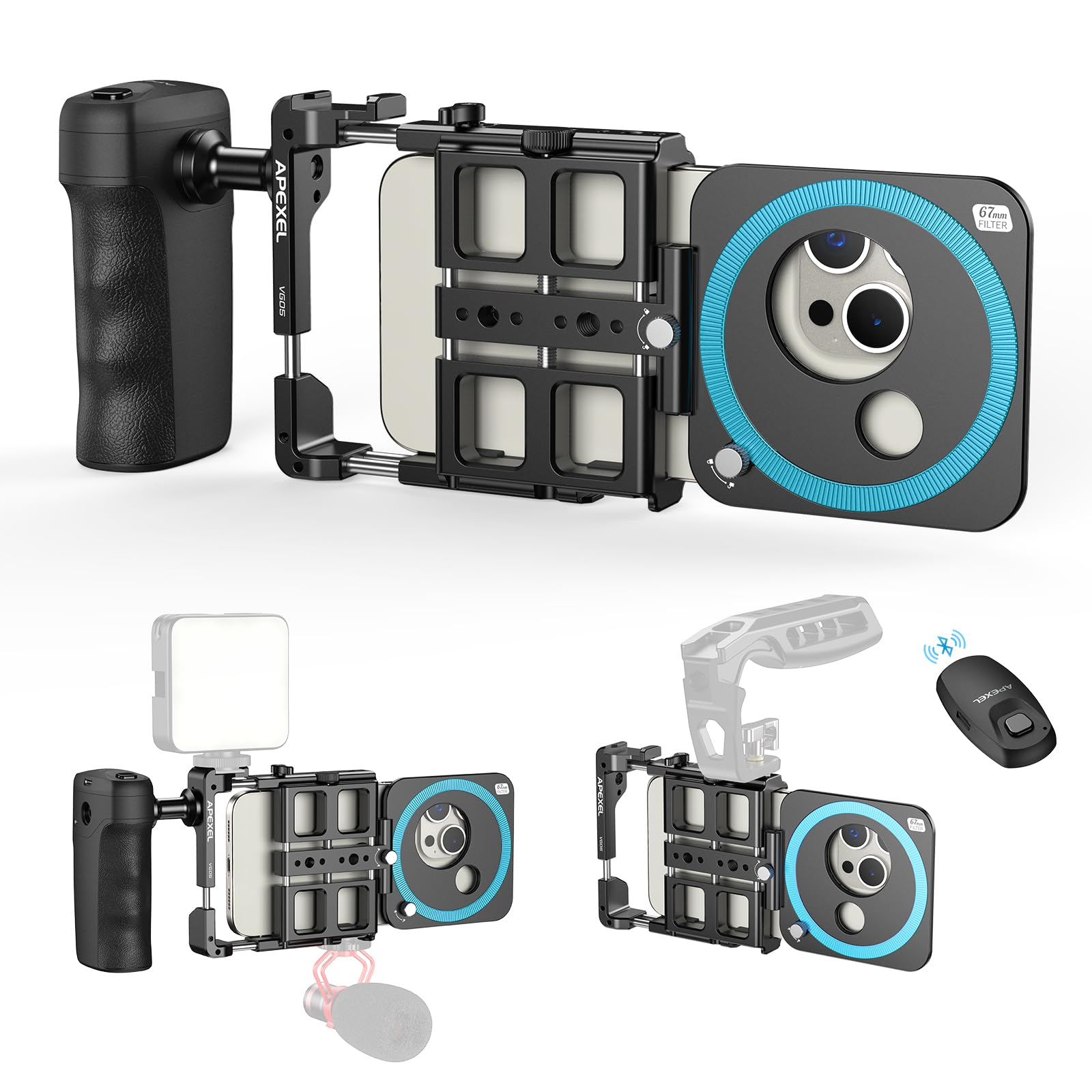 tripod per smartphone con caricatore magnetico compatto