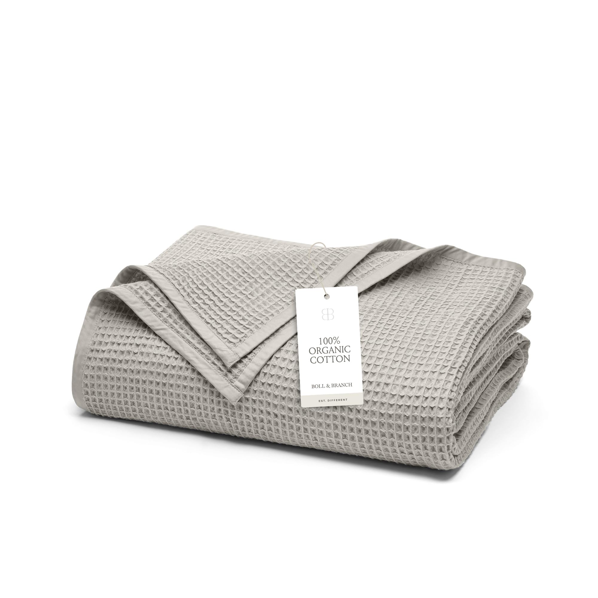 Sponsored Ad - BOLL & BRANCH Waffle Bed Blanket - King/Cal King, Pewter - Luxury 100% Organic Cotton - Soft, Lightweight and Breathable - Textured Waffle Weave