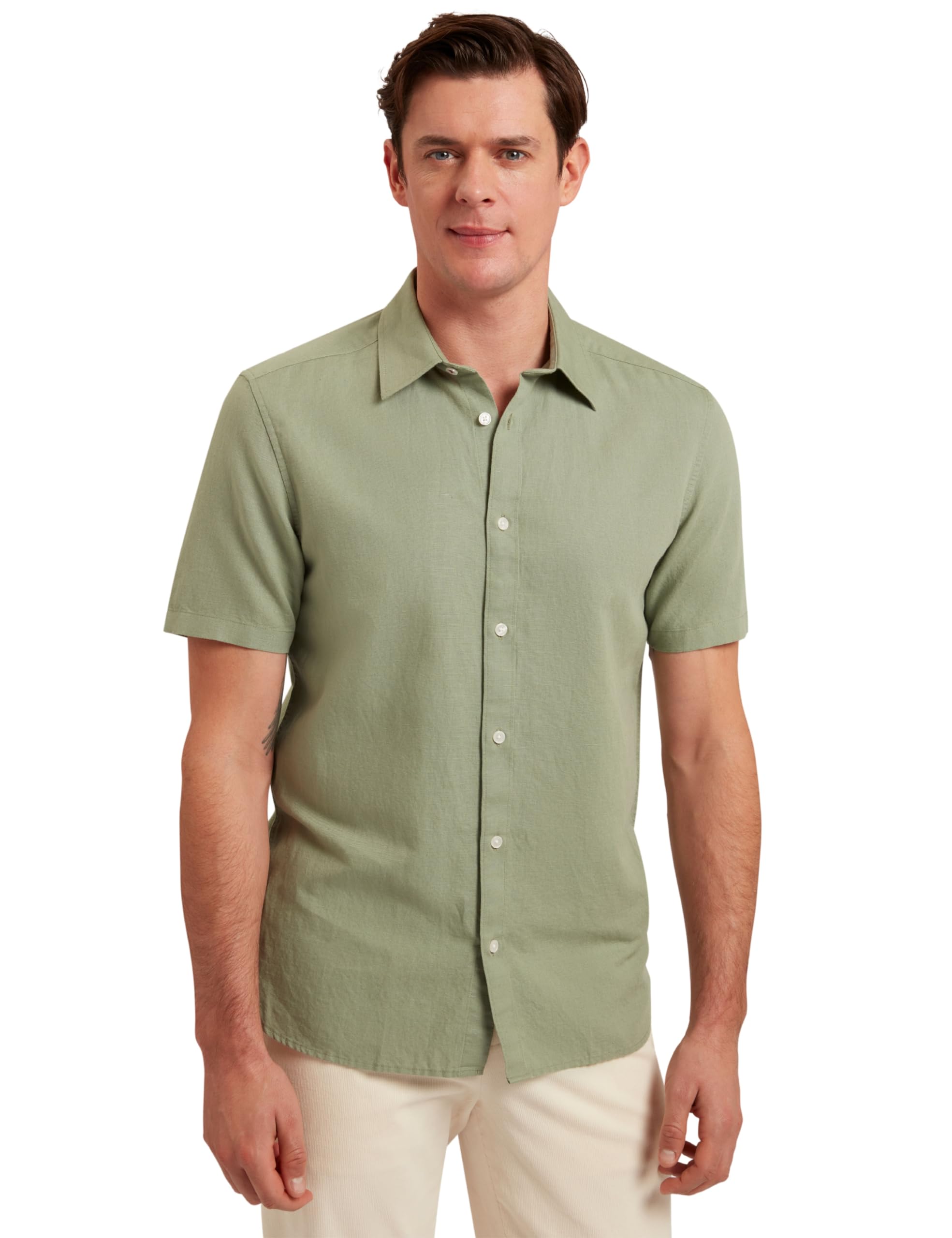 Ted Baker London zefre-ss Regular Linen Shirt, Green