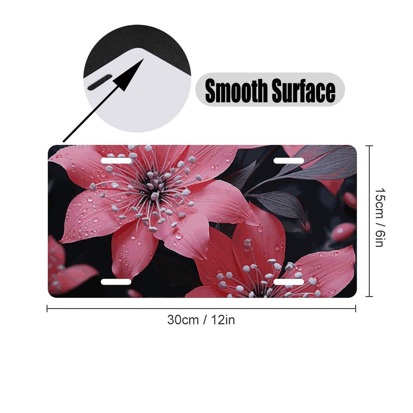 License Plate Black And White Red Rose License Plates Cover Car