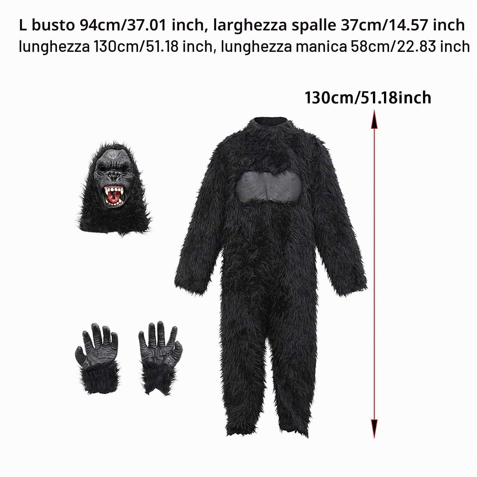 Costume da Gorilla di Halloween, Cosplay Animale Realistico per la Festa di Compleanno in Maschera, L dai 12 ai 14 Anni