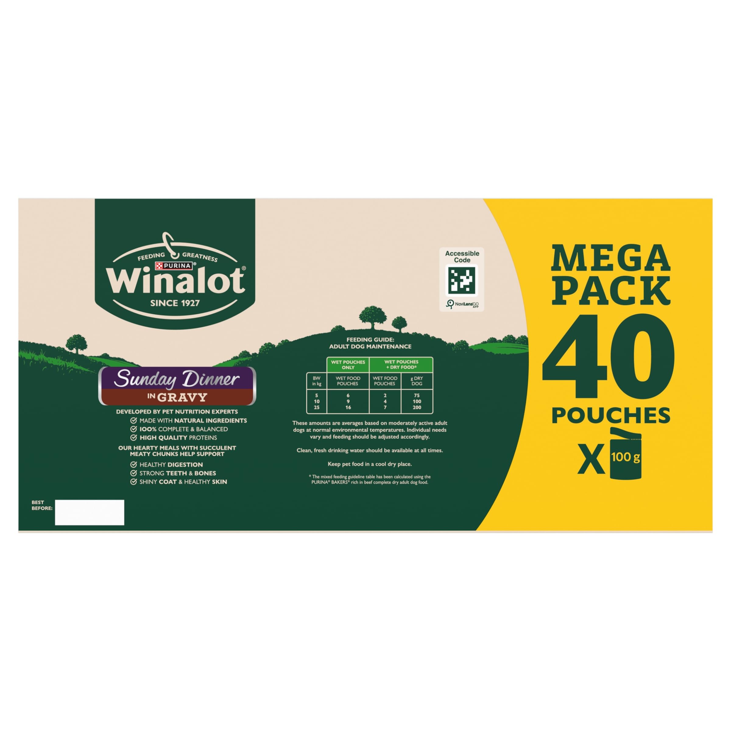 WINALOT Sunday Dinner Mixed in Gravy Wet Dog Food Pouches 40x100g - 4