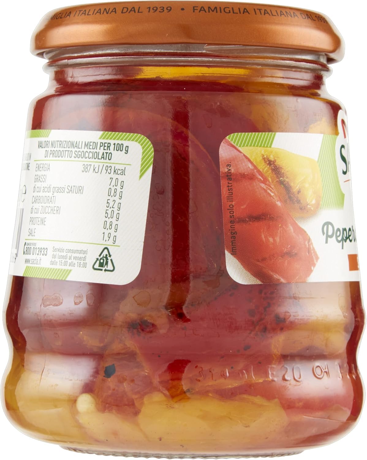 Italian Gourmet Peperoni Grigliati antipasto Gemüse Beilage, 12 x 290g | Verdure arrostite per panini e piatti freddi; mediterran gewürzt, sofort, Gesamtnettogewicht 3,48 kg + Kostenlos Polpa 400g