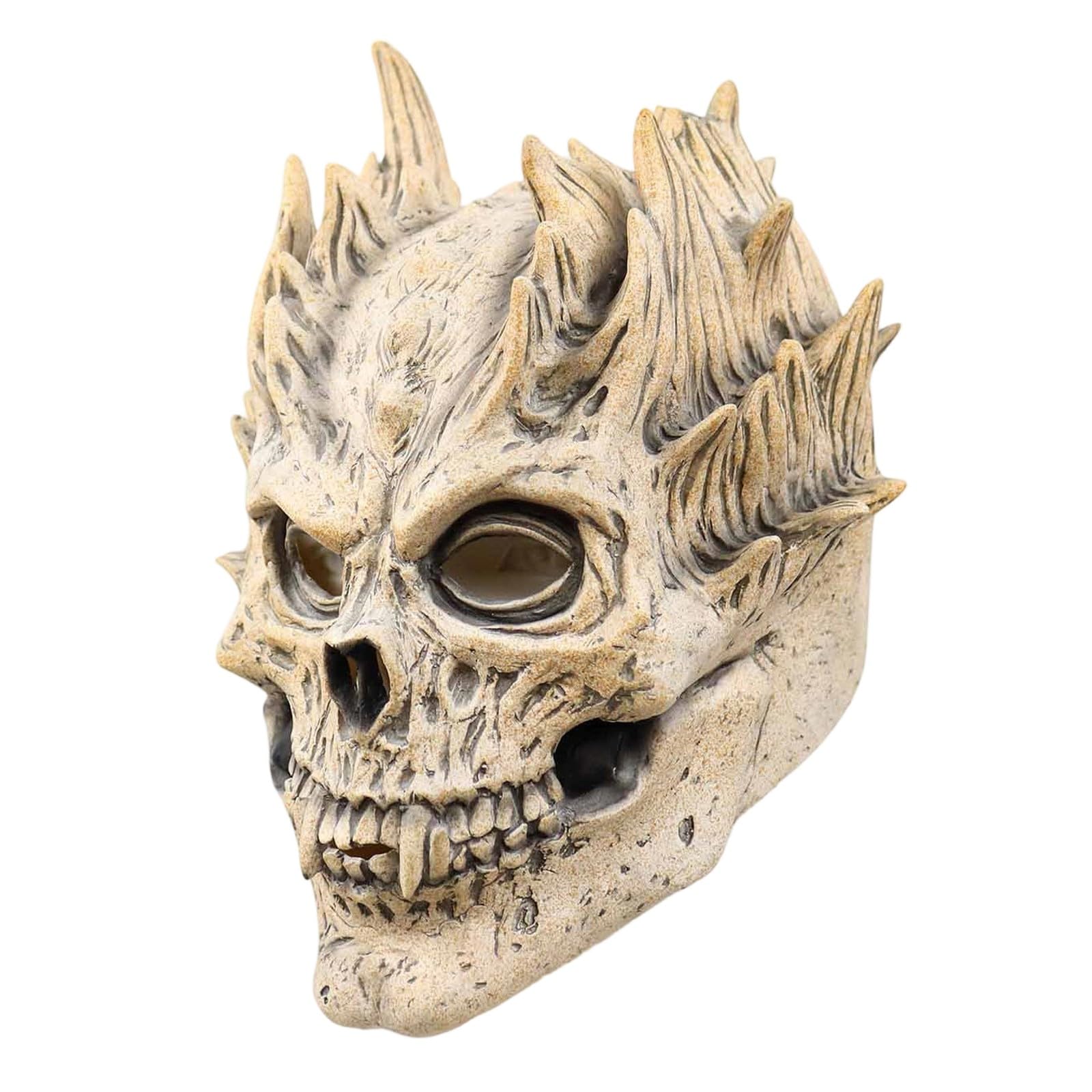 Tsophreniq Detailed Carved Horror Skull Washable Latex Materials Halloween Decoration Realistic Skeleton Face Covering Breathable Latex Skull for Halloween