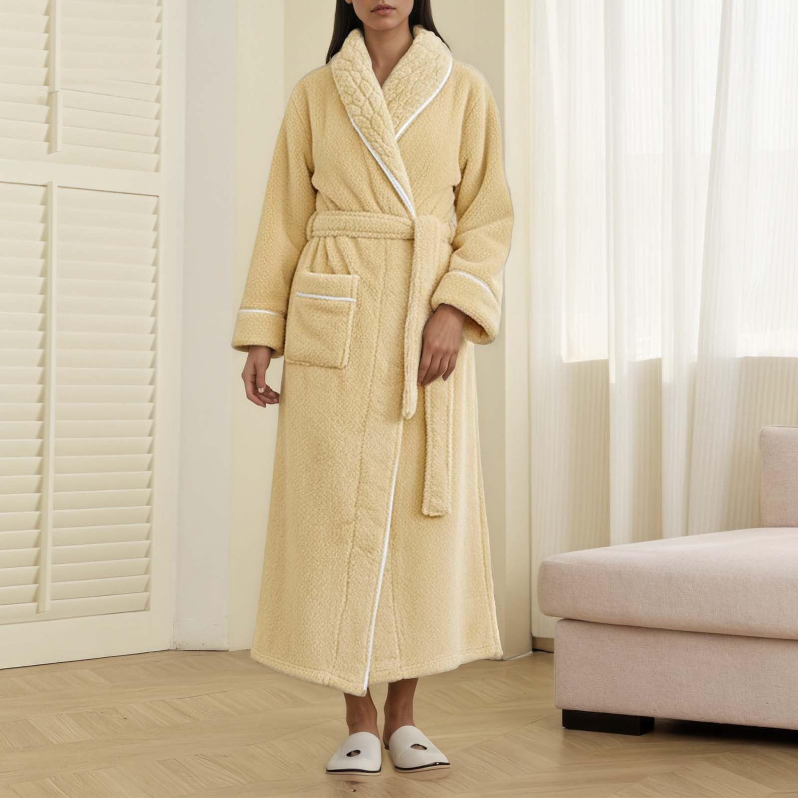Genérico Albornoz para mujer polar 2026 kimono suave cálido con bolsillos para spa cuidado personal (marrón, XXXL)