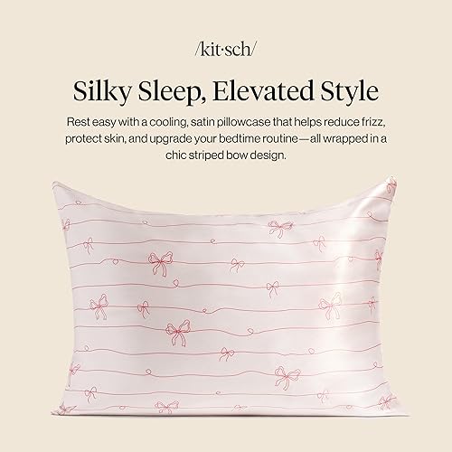 Vista 90 de Kitsch - Funda de almohada de satén con cremallera de tamaño queen/estándar, para el cabello y la piel, funda refrescante más suave que la seda