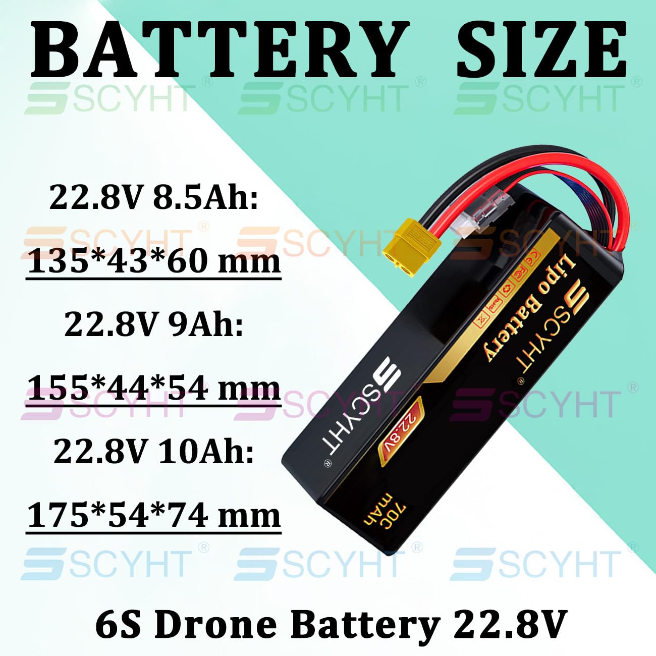 Batteria al litio 22,8 V 6S Batteria droni 70C