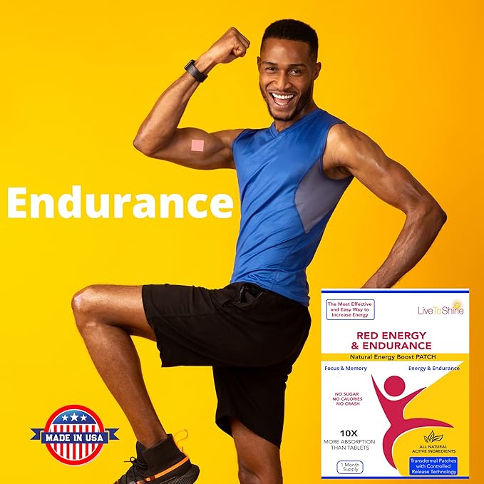 Red Energy & Endurance Patch - Natural Energy - USA Made - 30 Patches