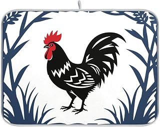 Rooster Chicken Dish Drying Mat Dish Absorbent Drainer Pads for Kitchen Counter - 18x24 inch