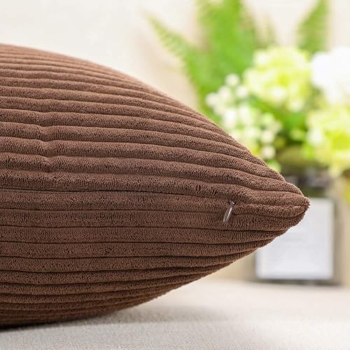 Miniatura 6 de Artscope Fundas de Almohada de Pana a Rayas Acogedoras Súper Suaves Decorativas Oblongas Fundas de Almohada Decorativa Funda de Cojín para Sofá